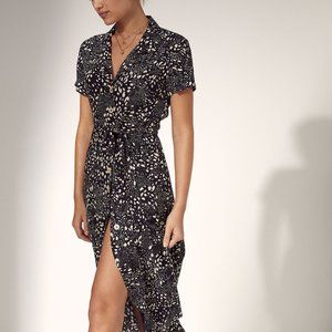 Aritzia Wilfred SHIRT DRESS - Black Ivory Pebbles